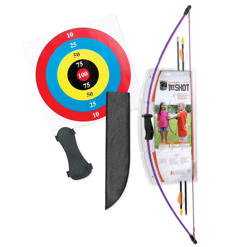 Bear Archery 1st Shot Youth Bow Set Includes Arrows, Armguard, and Arrow Quiver Recommended for Ages 4 to 7 – Flo Purple_1