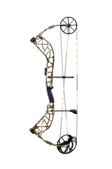 Side view of Bear Archery Adapt 2 hunting bow in color Mossy Oak Bottomland highlighting its single cam system.