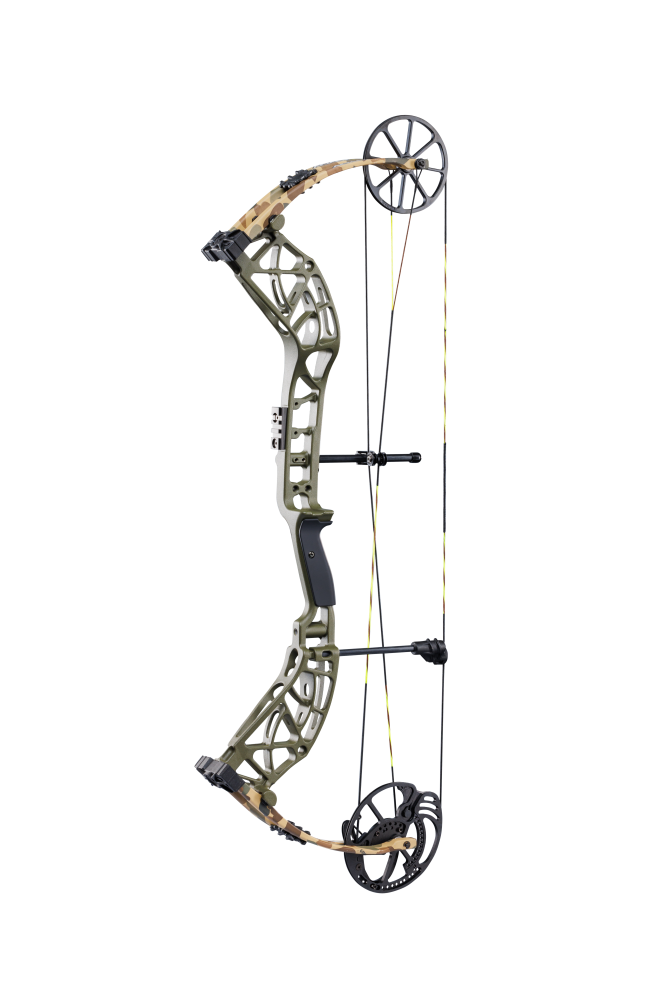 Full view of the Bear Archery Adapt 2, bow only, in color Throwback Green with an adjustable draw long draw length of 24 - 31 inches.