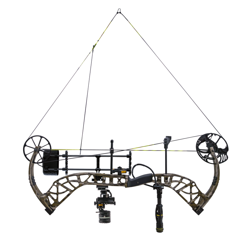 The Bear Adapt 2 Plus RTH compound bow at full draw.