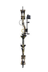 Side view showcasing Bear Adapt 2 RTH single cam bow in color Mossy Oak Bottomland.