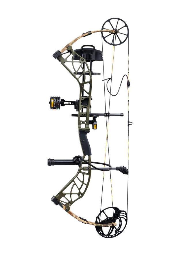 IMS® V-Biscuit rest, a Picatinny-mounted 4 pin sight, a 5 arrow quiver, a stabilizer, peep sight, and wrist sling_2