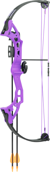 Bear Archery Brave Youth Bow Includes Whisker Biscuit, Arrows, Armguard, and Arrow Quiver Recommended for Ages 8 and Up – Purple_1