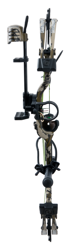 The Bear Archery and Mossy Oak Gamekeeper Jr RTH youth compound bow for hunting features adjustable draw weights and draw lengths ensuring a perfect fit for every hunter.