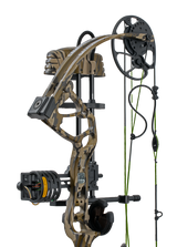 Close up of the Bear Archery Gamekeeper Jr RTH kids compound bow cam system and RTH accessories from Trophy Ridge.