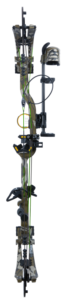 Back view of Bear Archery Gamekeeper RTH compound bow showcasing its adjustable compound 30" axel length.