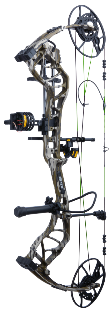 Side view showcasing Trophy Ridge’s ultimate ready-to-hunt package on Bear Archery's Gamekeeper RTH adjustable compound bow. 