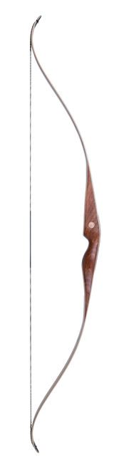 Full view of Bear G62 traditional recurve bow on transparent background.