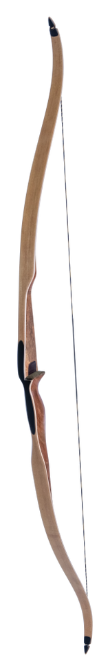 Full view of Bear G62 traditional recurve bow on transparent background.