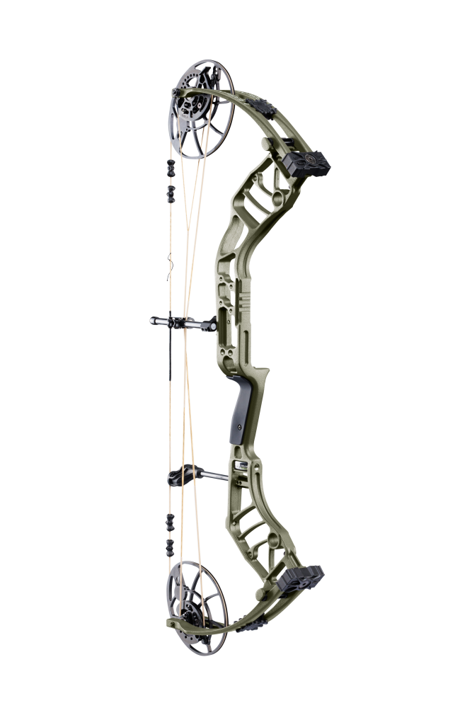 Bear Archery Legend 30 compound bow for hunting with a smooth hybrid cam system, offering adjustable draw length and weight for precision shooting in color Olive.