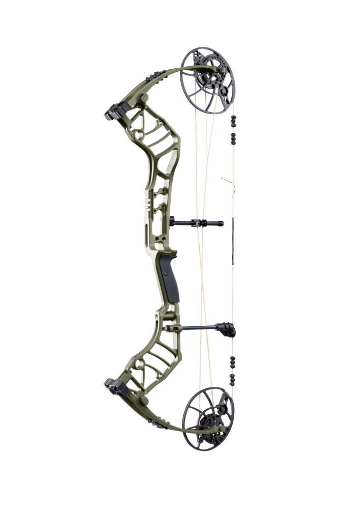 Bear Archery Legend 30 compound bow for hunting with a smooth hybrid cam system, offering adjustable draw length and weight for precision shooting in color Olive.