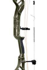 Close up of the Bear Archery Legend 30 compound bow for hunting with the Integrated Mounting System® and Picatinny sight mounting locations.