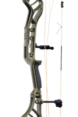 Close up of the Bear Archery Legend 30 compound bow for hunting with the Integrated Mounting System® and Picatinny sight mounting locations.