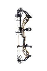 High-performance Bear Archery Legend 30 RTH compound bow for hunting in color Mossy Oak Bottomland featuring an advanced hybrid cam system.