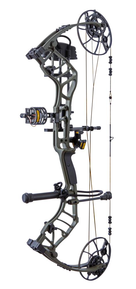 Bear Archery Legend 30 RTH hunting compound bow in color Olive with a stable 30 RTH-inch axle-to-axle length, smooth draw cycle, and optimized performance for bowhunters.