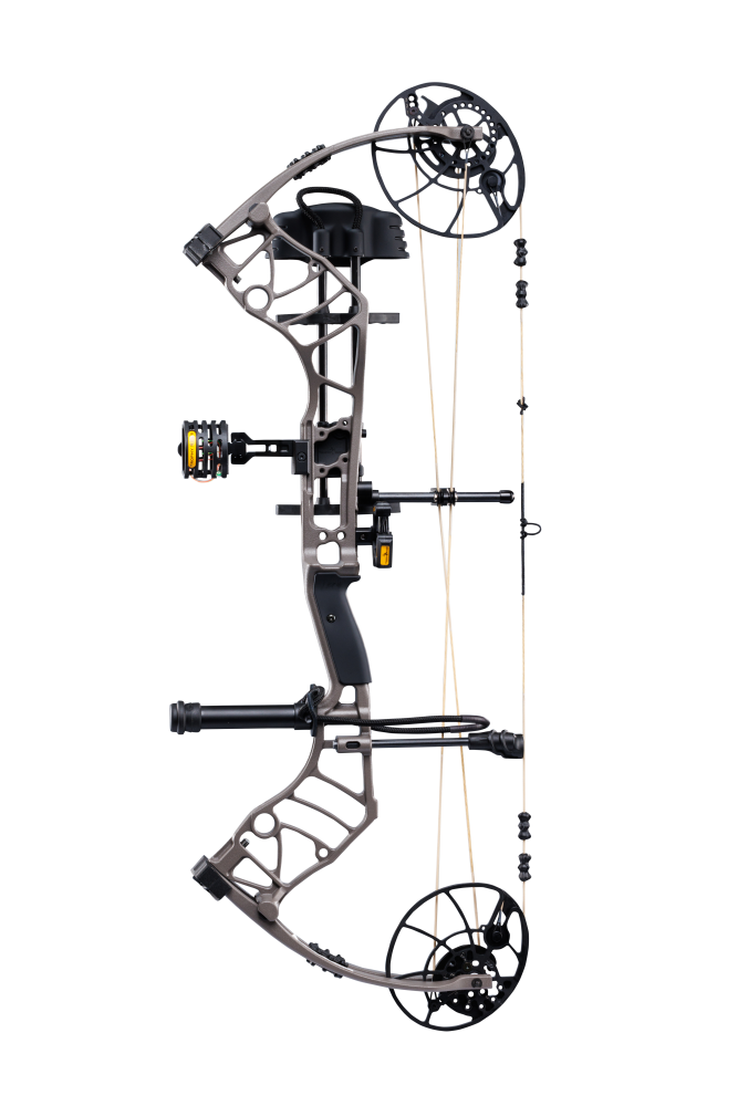 Bear Archery Legend 30 RTH compound bow for hunting with a smooth hybrid cam system, offering adjustable draw length and weight for precision shooting in color Stone.