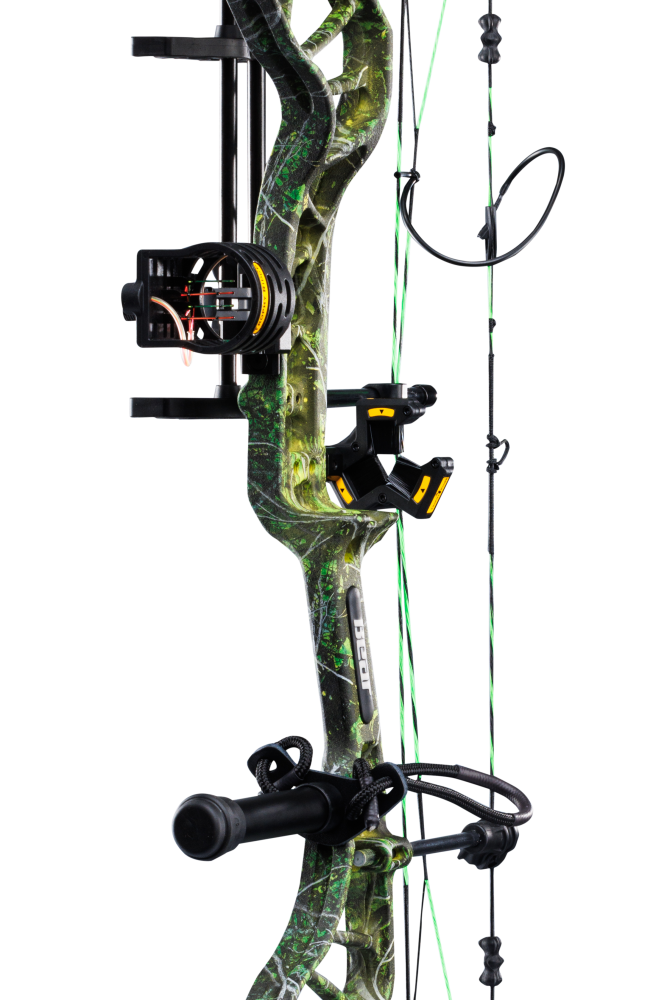 Includes IMS® V-Biscuit rest, Picatinny-mounted Fatal 4 sight, 5 Spot arrow quiver, Snubnose stabilizer, Radical peep sight, and wrist sling_5