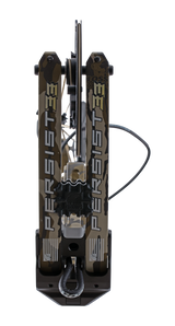 Close up of 2025 flagship bow, Persist 33 compound bow limbs on color Mossy Oak Bottomland.