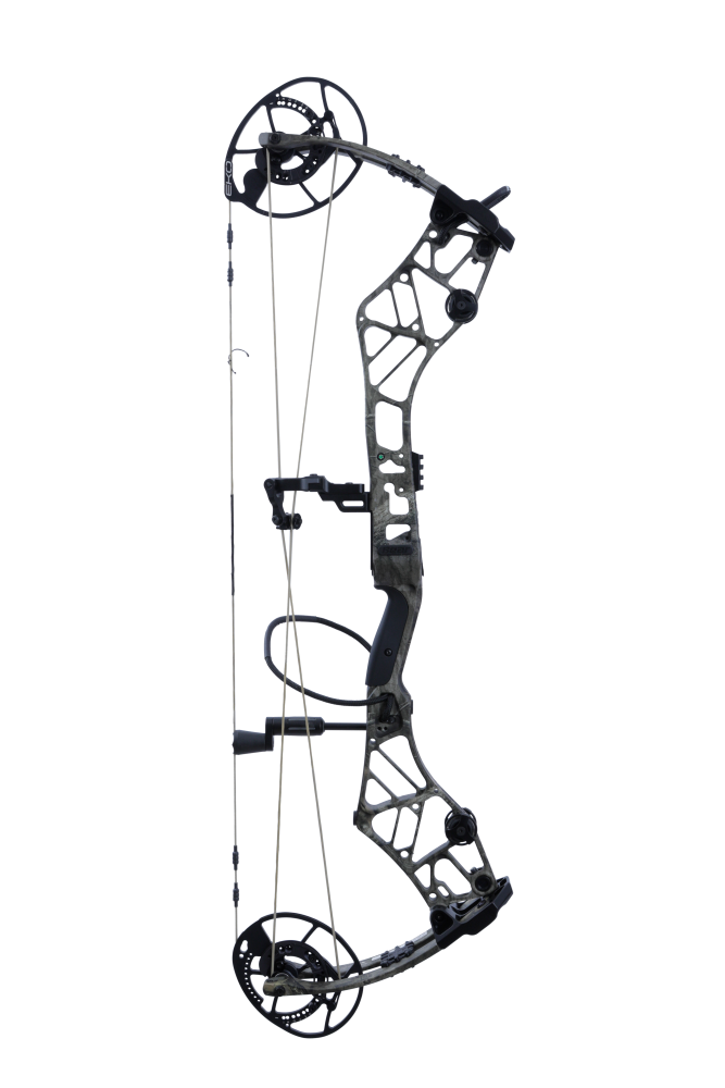 Bear Archery Persist 33 compound bow in color Mossy Oak Roots boasts a 33" axel-to-axel.