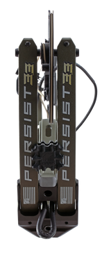 Close up of 2025 flagship bow, Persist 33 compound bow limbs on color Olive.