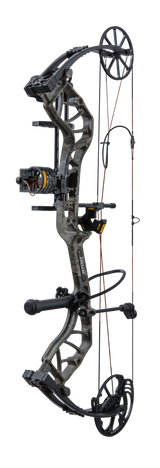 Side view of Bear Species XT single cam bow equipped with top-of-the-line Ready-to-Hunt package from Trophy Ridge.