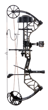 Side view of Bear Species XT single cam bow equipped with top-of-the-line Ready-to-Hunt package from Trophy Ridge.