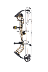 Side view of the Bear Species XT RTH single cam compound bow in color Fred Bear highlighting its single cam drawing system.