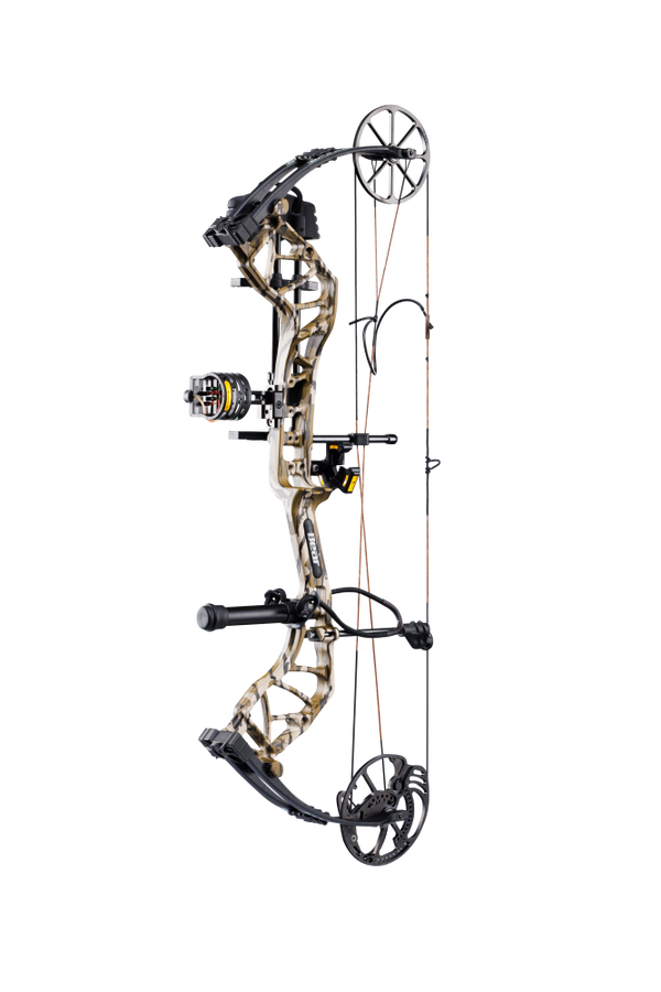 Side view of the Bear Archery Species XT RTH single cam bow highlighting its single cam drawing system. 