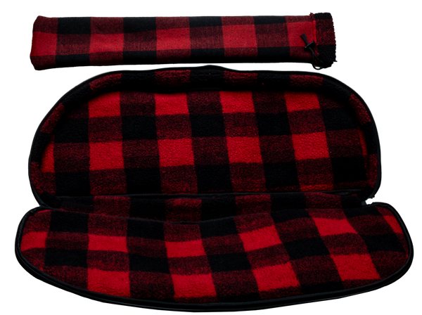 Soft, sherpa-like red and black plaid fabric ensures your bow is cradled in comfort._2