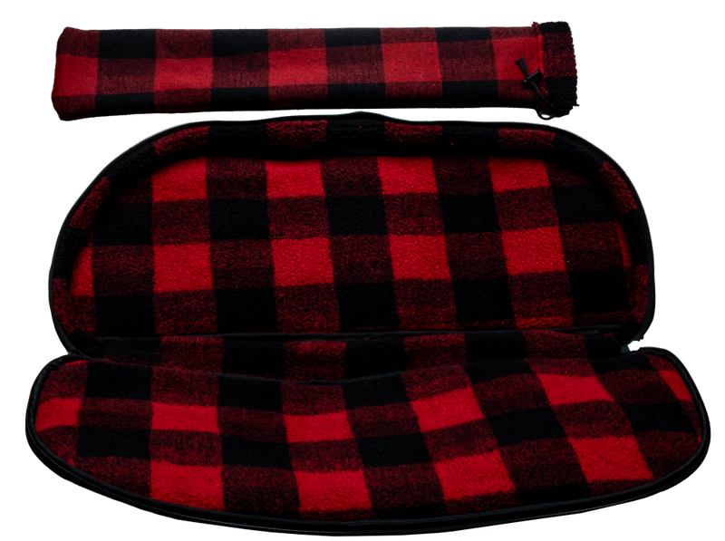 Soft, sherpa-like red and black plaid fabric ensures your bow is cradled in comfort._2