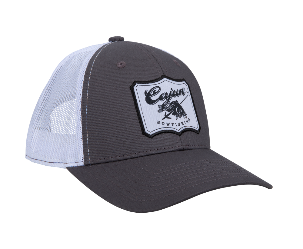 Cajun Bowfishing Grey and White Logo Hat – Bear Archery